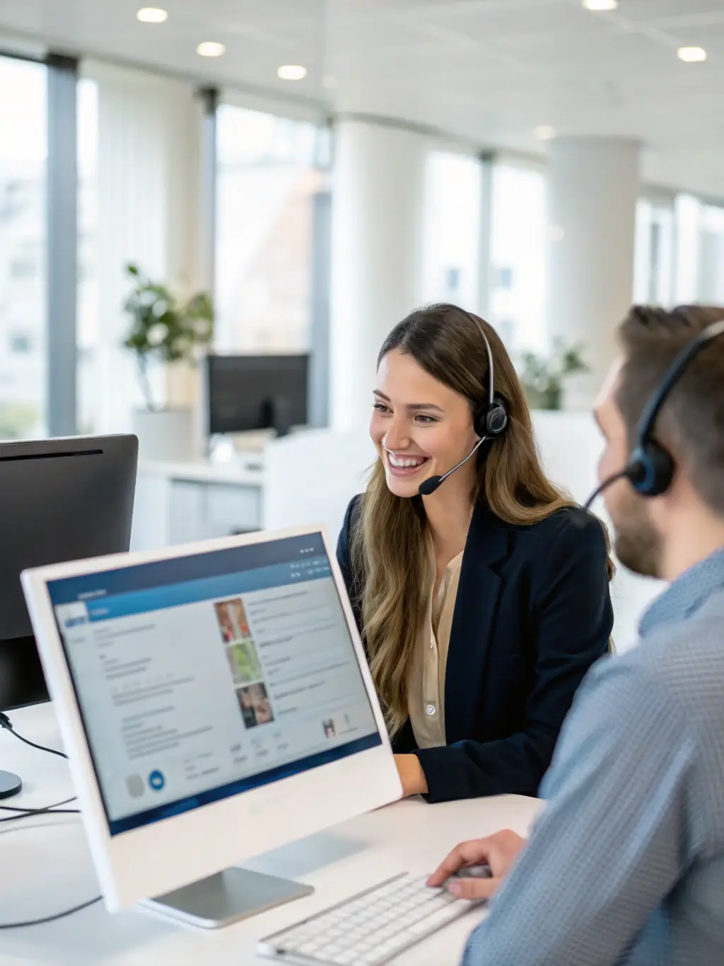 A customer service representative assisting a business owner with a payment issue, showcasing the dedicated support provided by transacteasy.